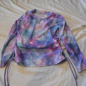 Girls Galaxy Size 10 Long Sleeve Swim Top with Side Ties